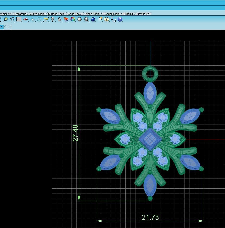 Pendant Snowflake 3D print model_2
