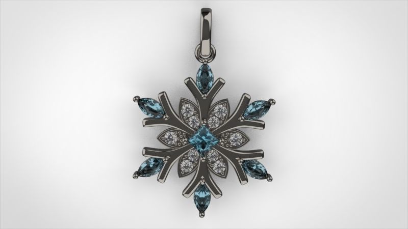 Pendant Snowflake 3D print model_1