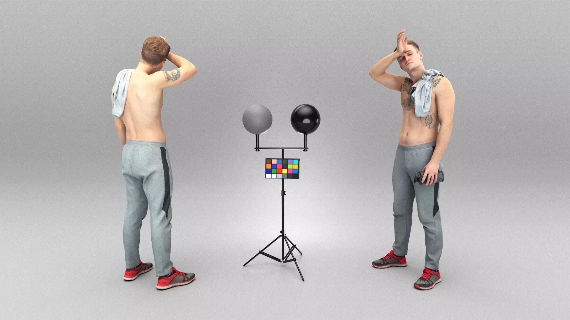 Shirtless young man with towel 380 Low-poly 3D model_0