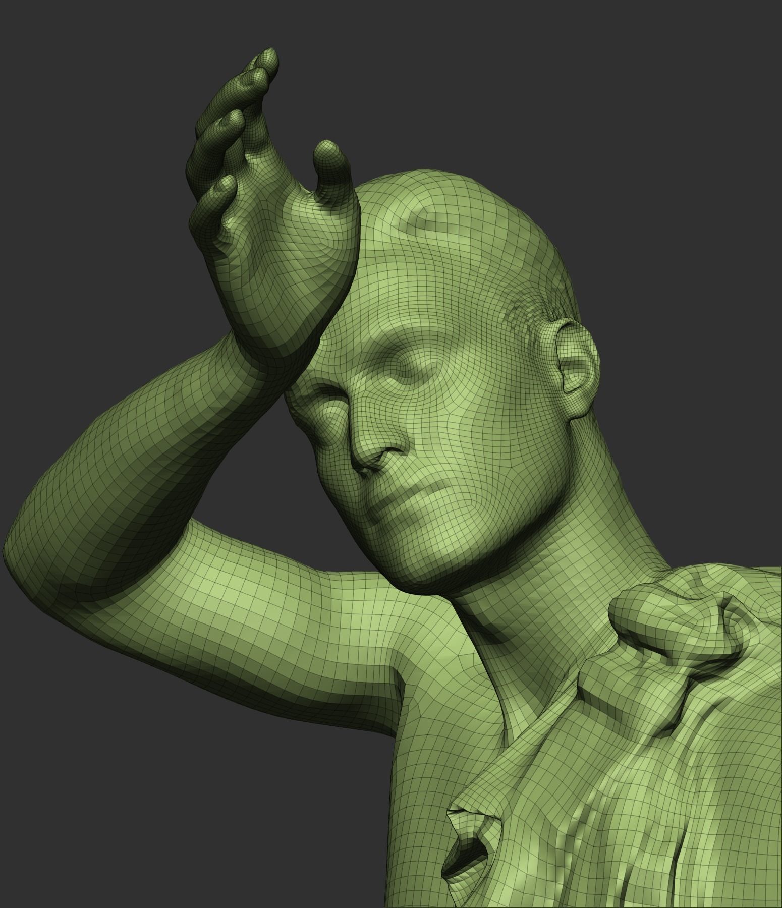 Shirtless young man with towel 380 Low-poly 3D model_6