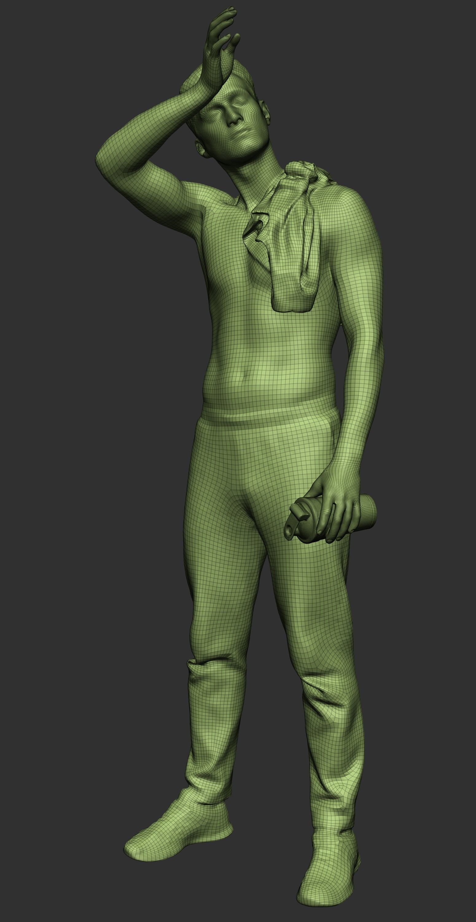 Shirtless young man with towel 380 Low-poly 3D model_5