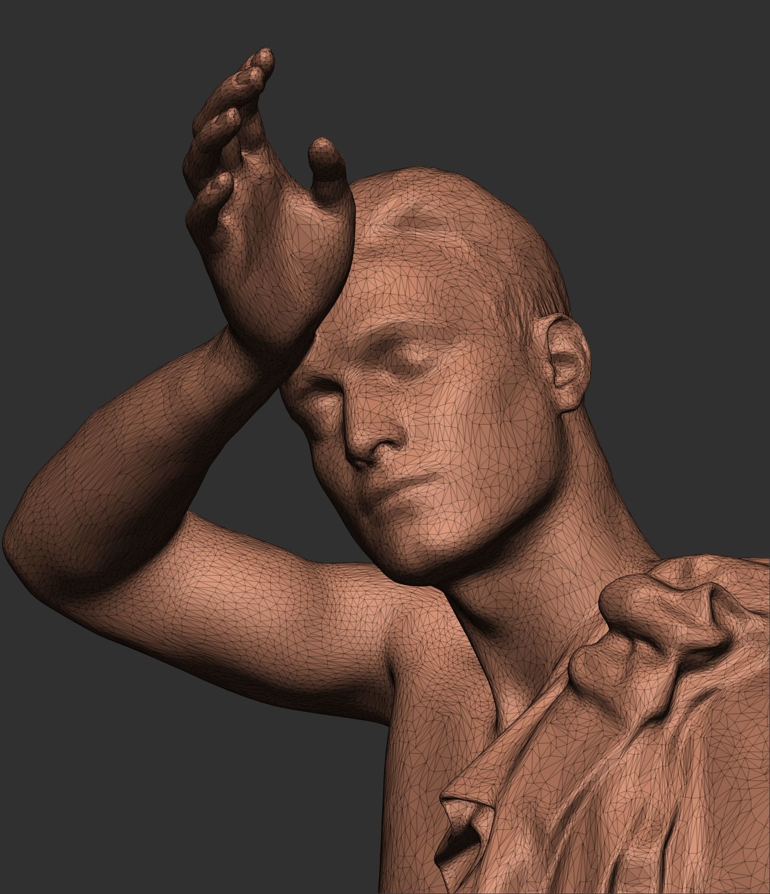 Shirtless young man with towel 380 Low-poly 3D model_8