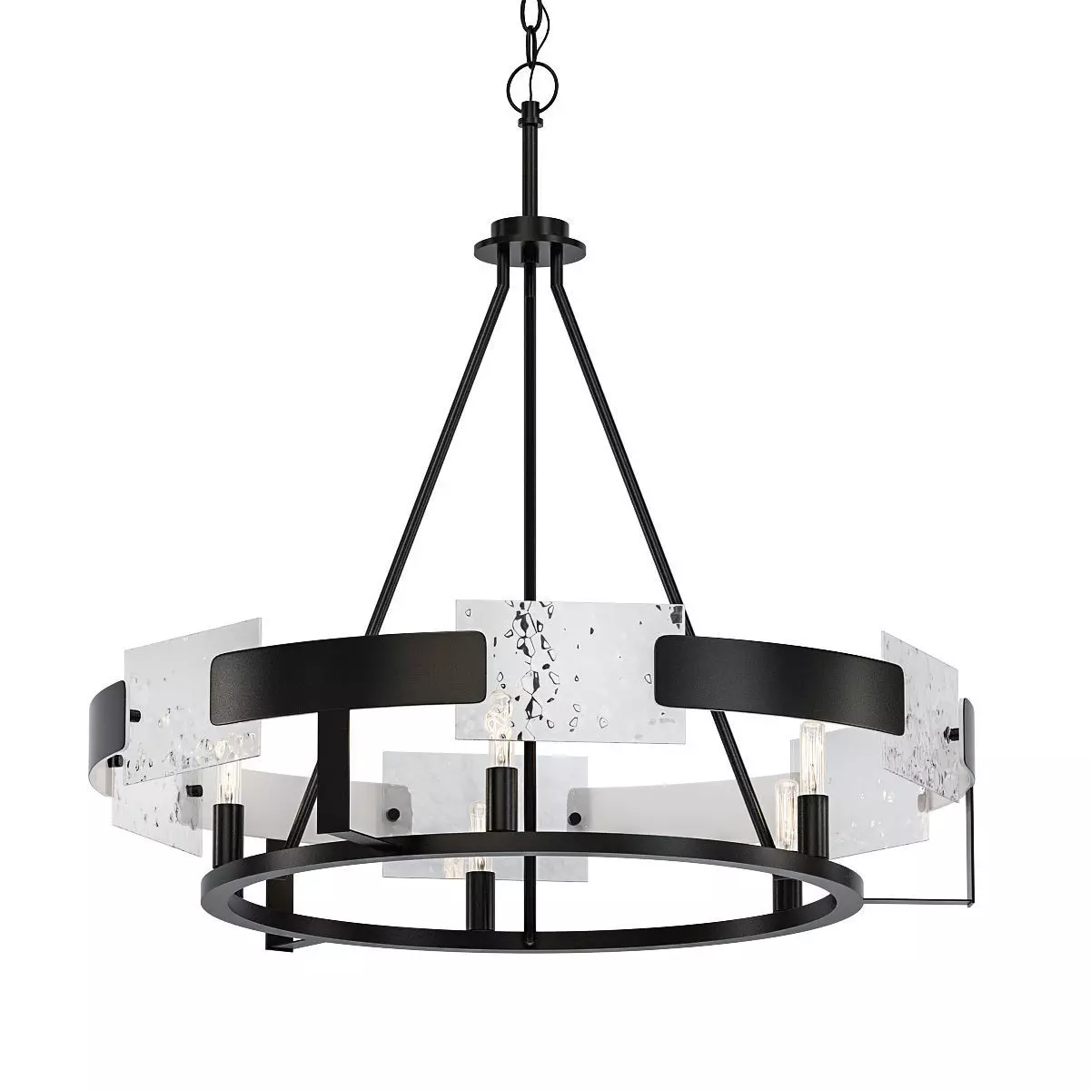Stratum light chandelier with frosted glass 3D model_0