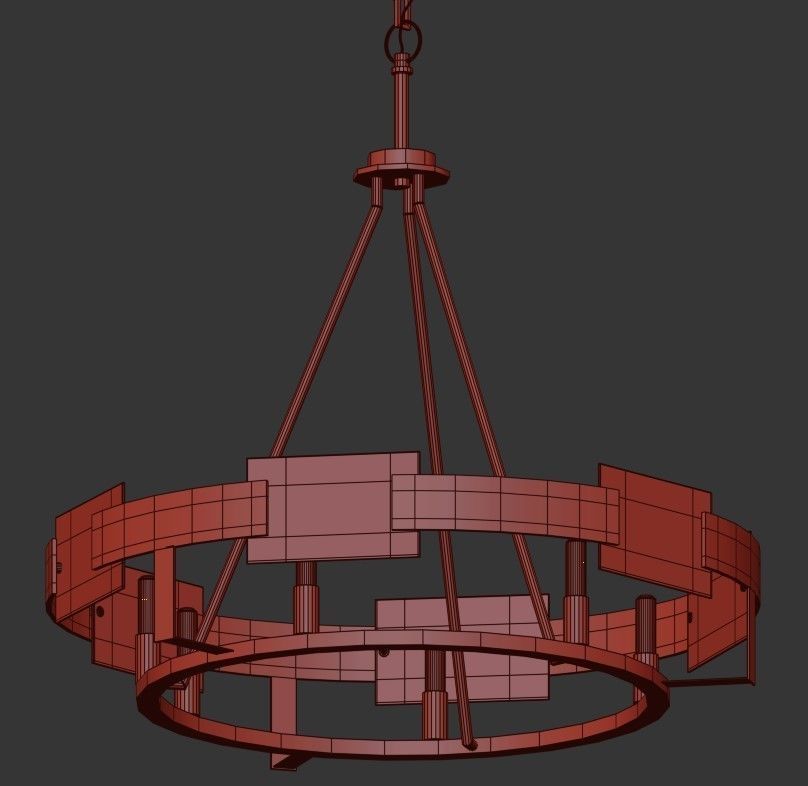 Stratum light chandelier with frosted glass 3D model_1