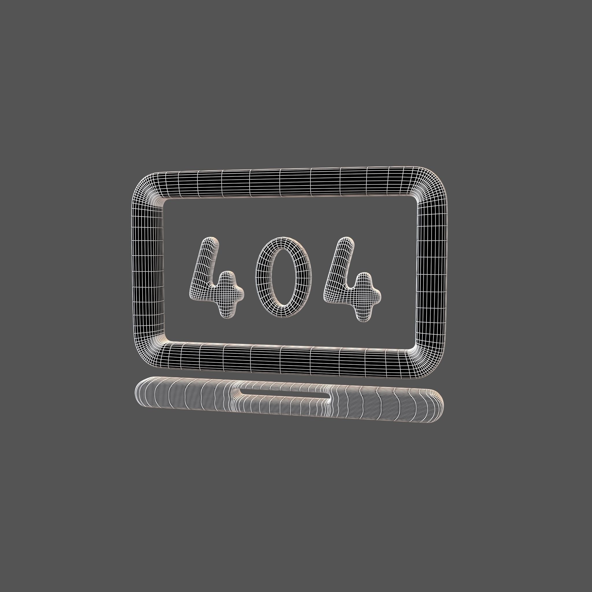 Computer 404 Error Symbol v1 001 Low-poly 3D model_7