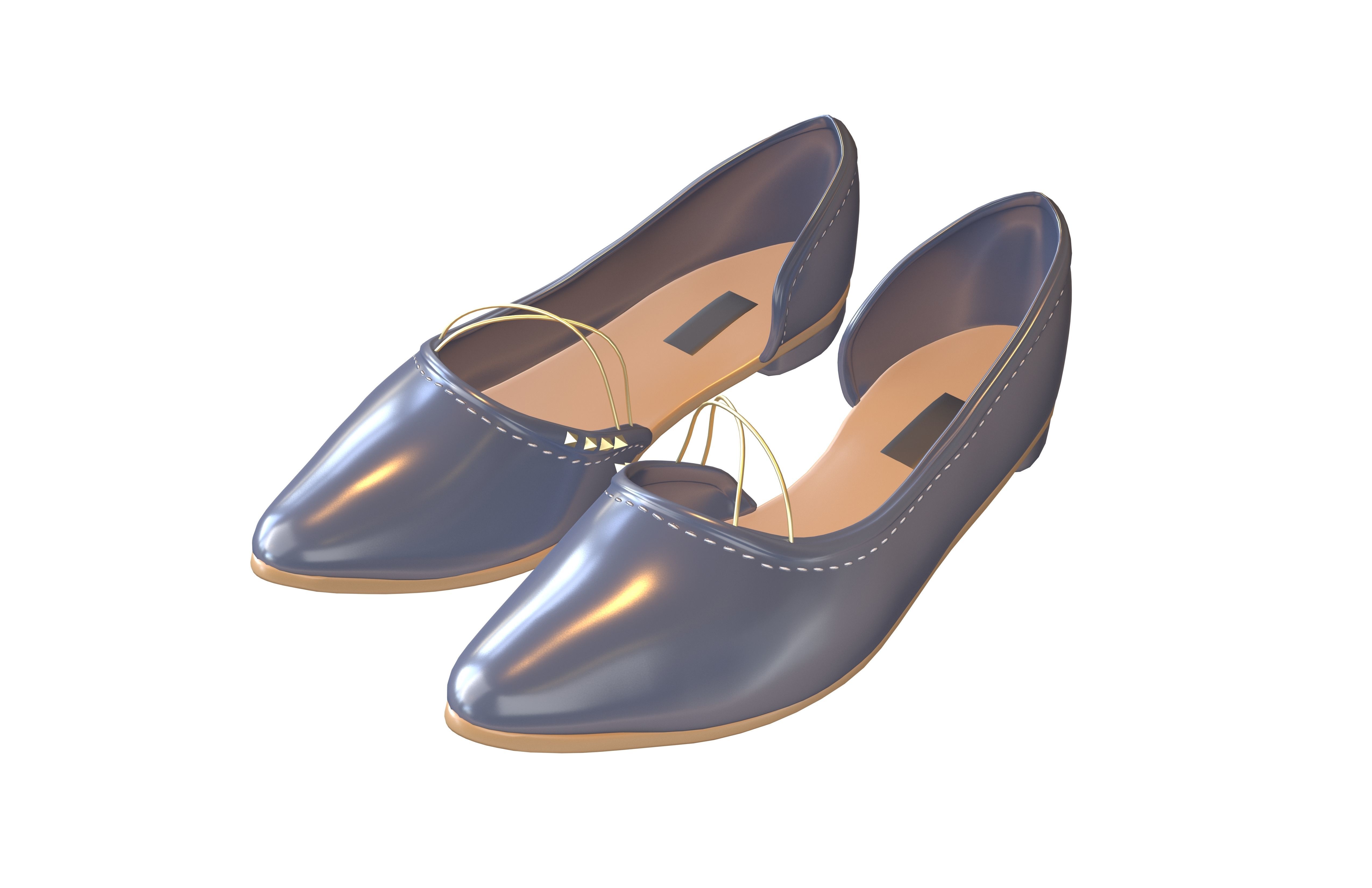 Flat Shoes v3 006 Low-poly 3D model_1