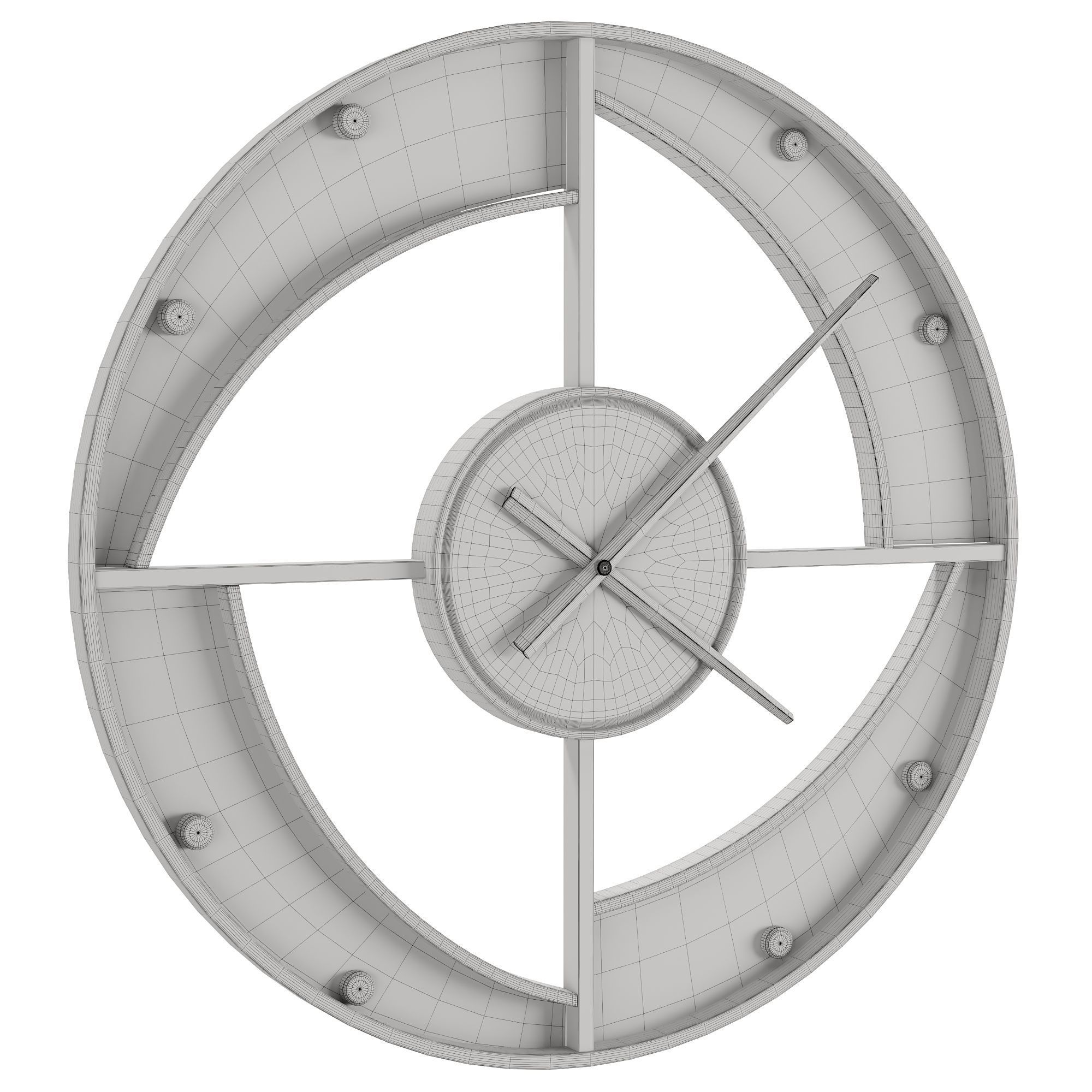 clock 3 circular wall made of wood and metal 3D model_5