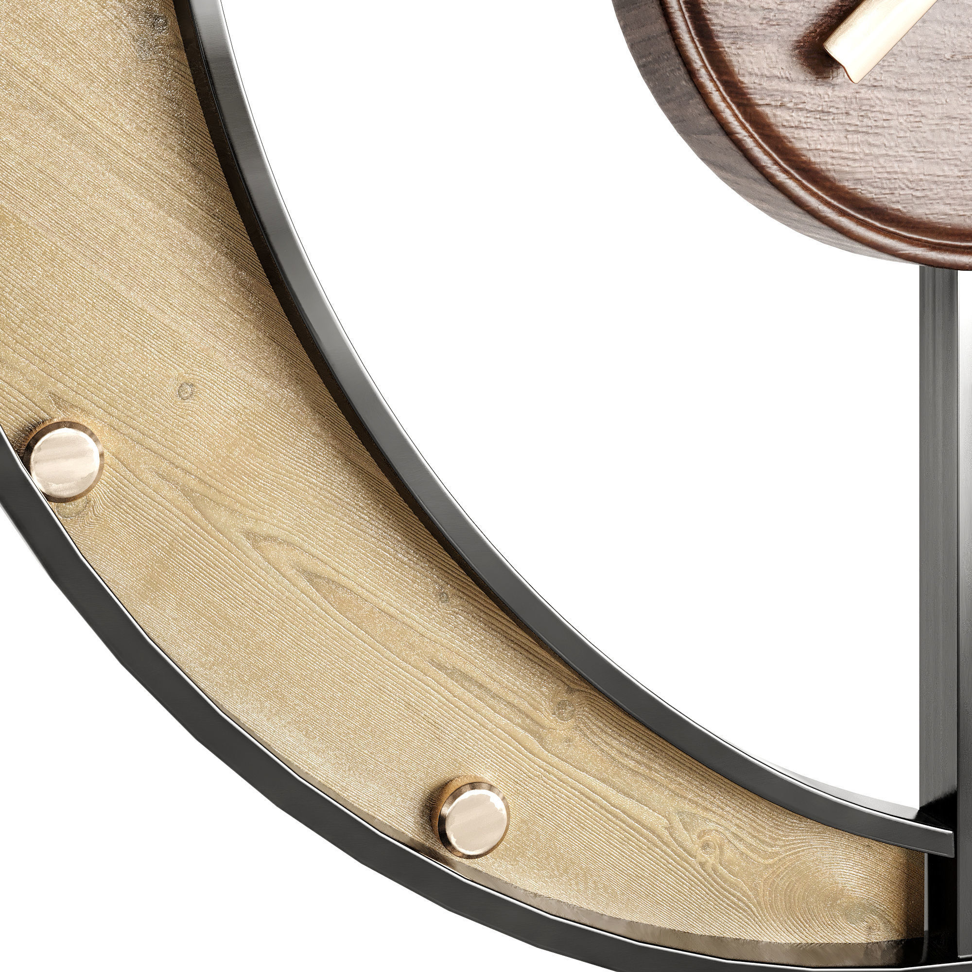 clock 3 circular wall made of wood and metal 3D model_2