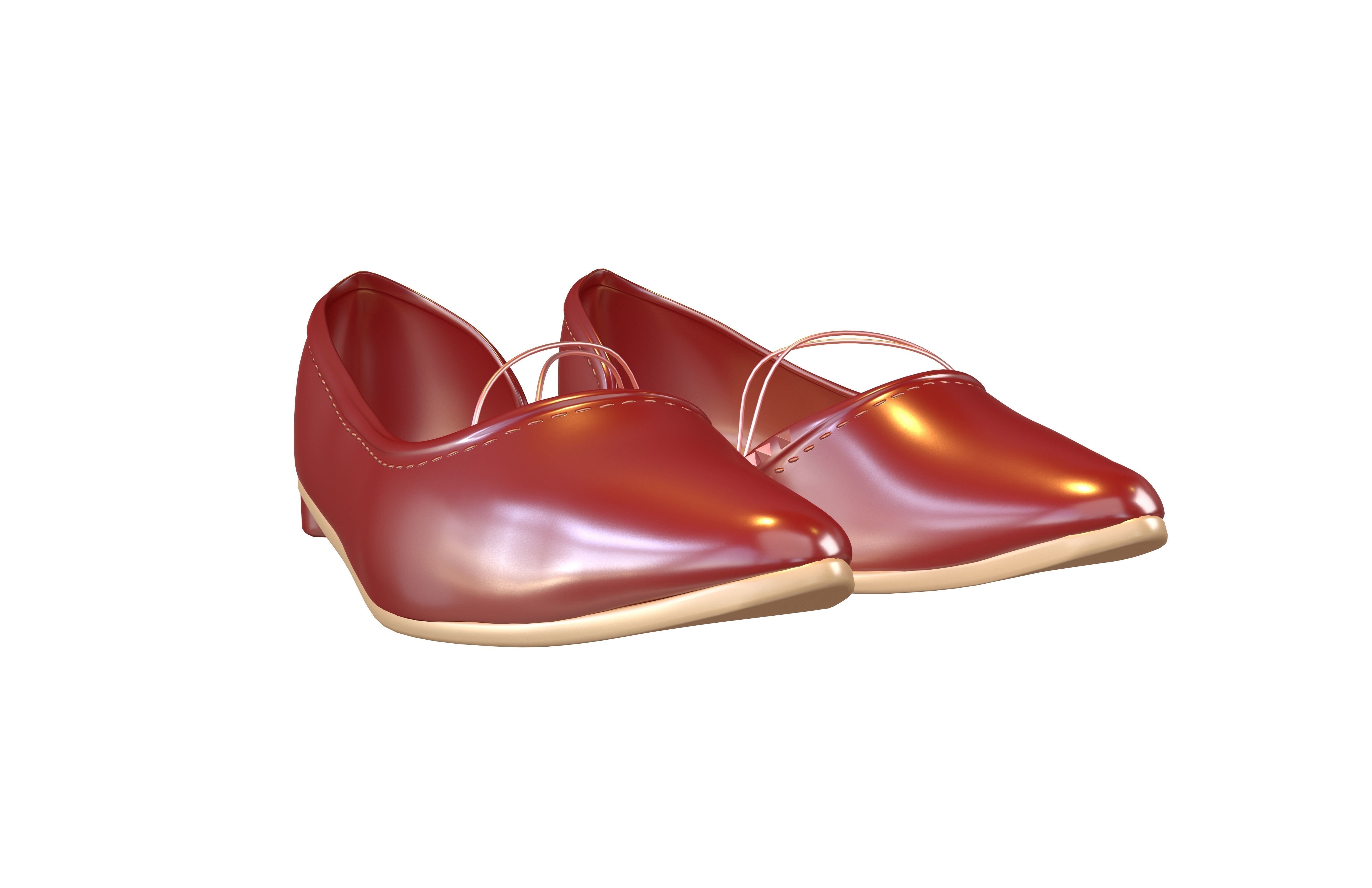 Flat Shoes v3 013 Low-poly 3D model_1