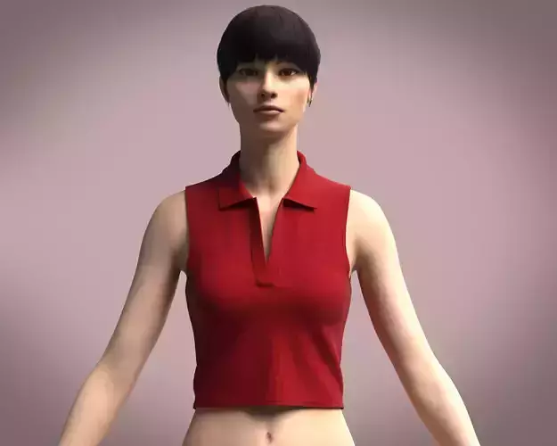Ladies V Neck Polo Crop Top 3D model