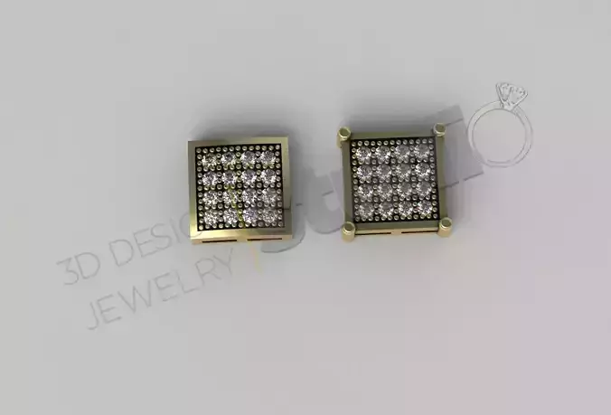 Highly detailed square earrings 