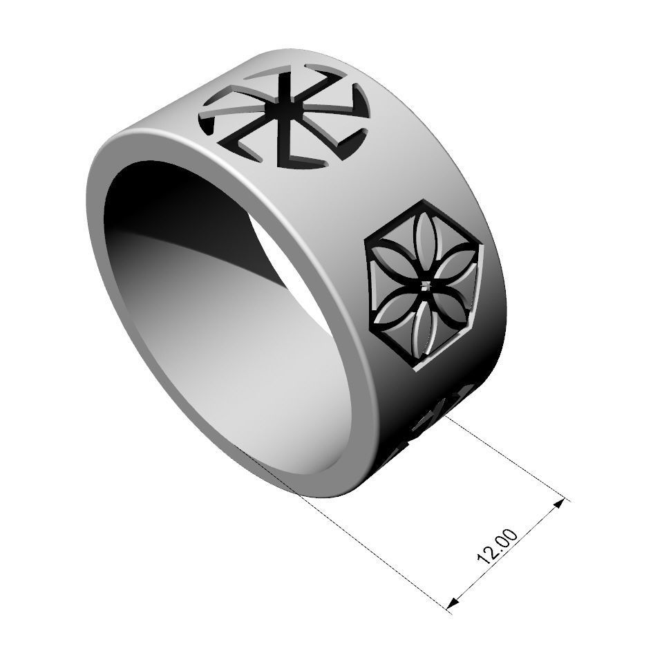 Ring with Slavic symbols 3D print model_3