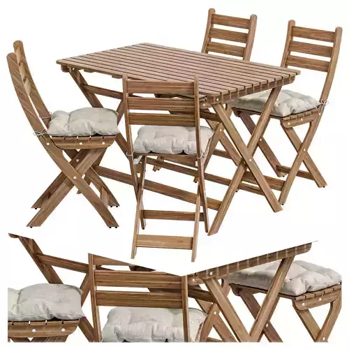 ASKHOLMEN Table 4 outdoor chairs with cushion 