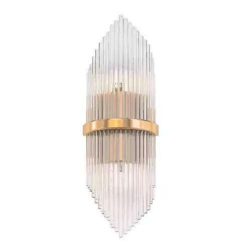 Striaged 2 gold and clear glass wall sconce