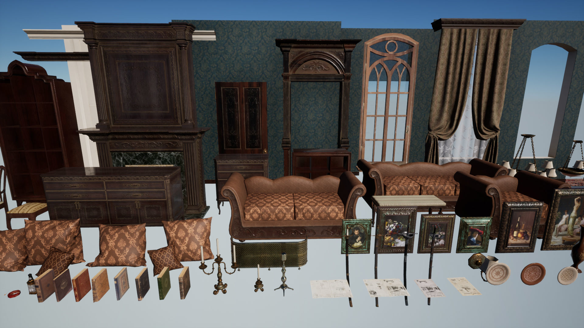 Victorian Living Room Low-poly 3D model_16