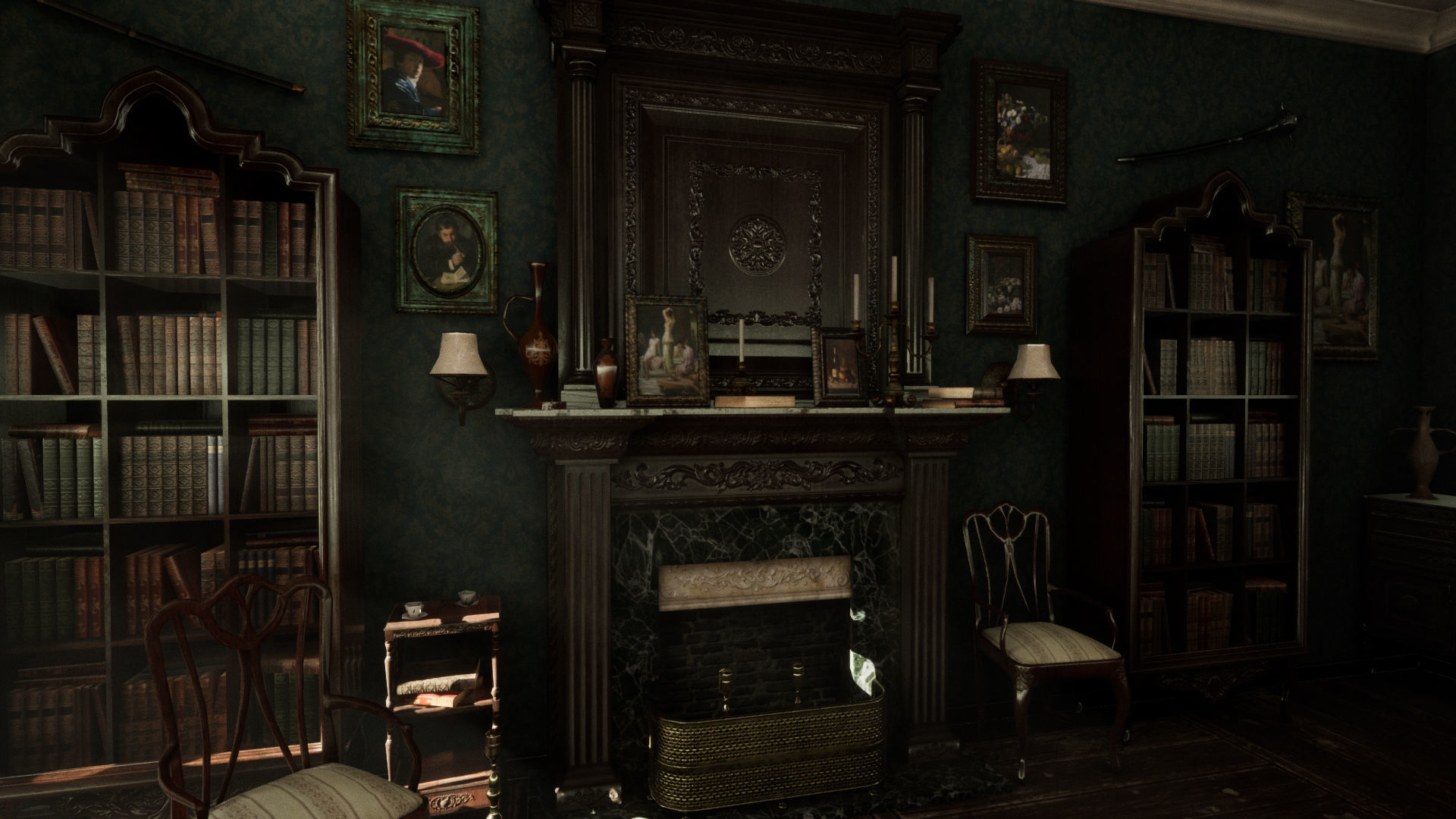 Victorian Living Room Low-poly 3D model_6