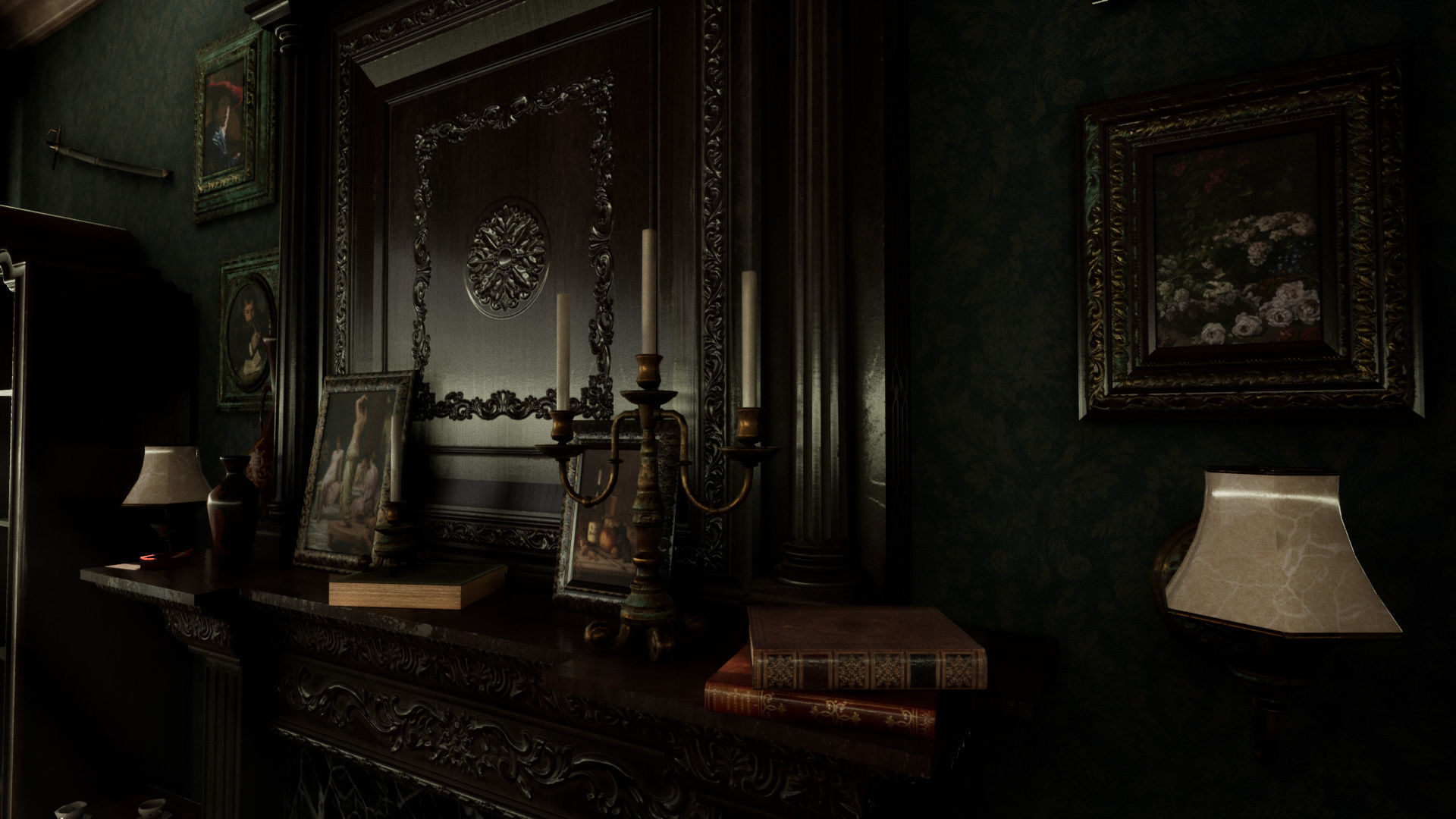 Victorian Living Room Low-poly 3D model_13
