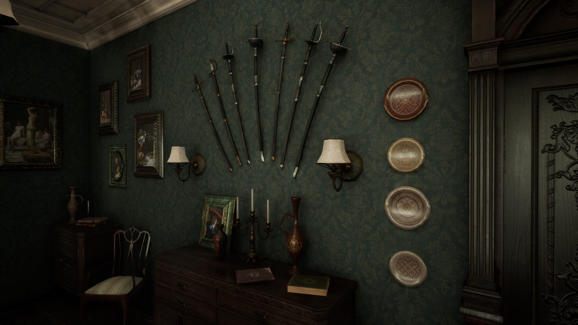 Victorian Living Room Low-poly 3D model_9