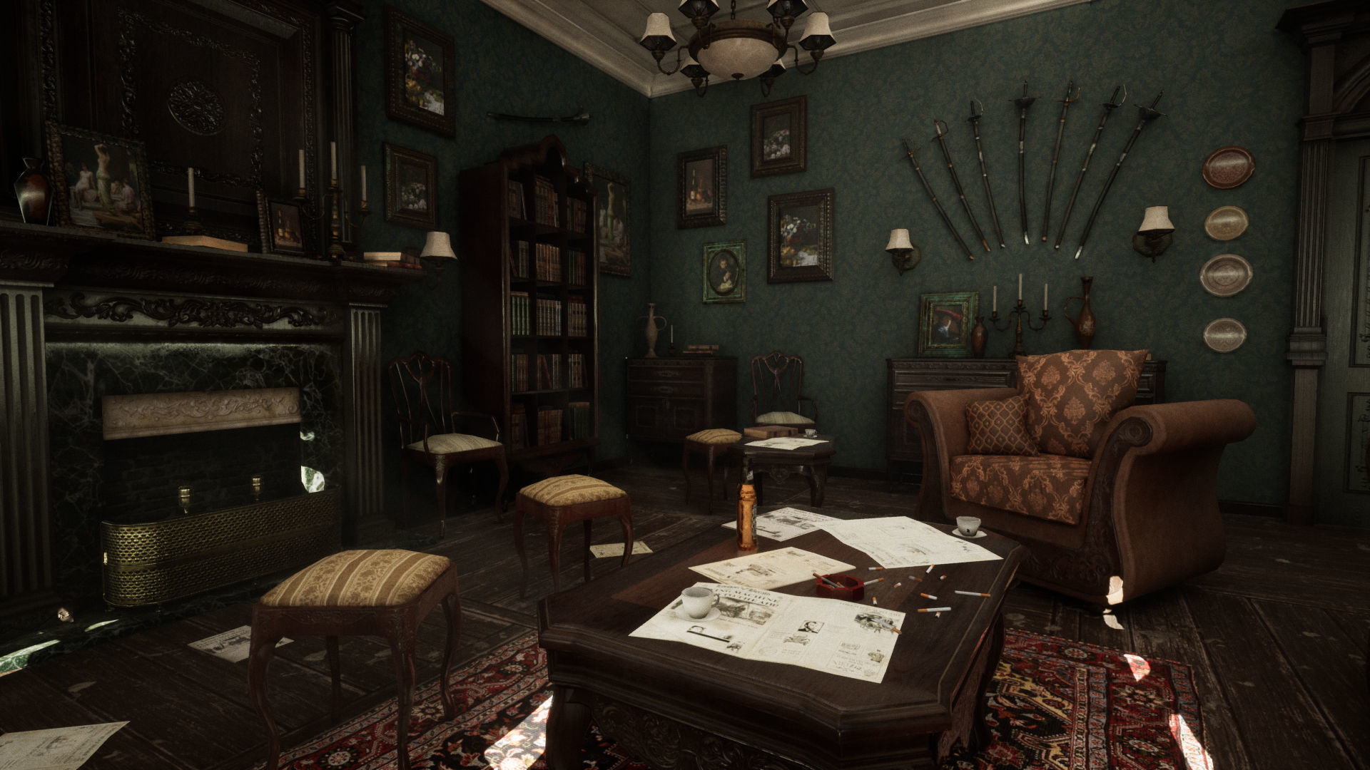 Victorian Living Room Low-poly 3D model_7