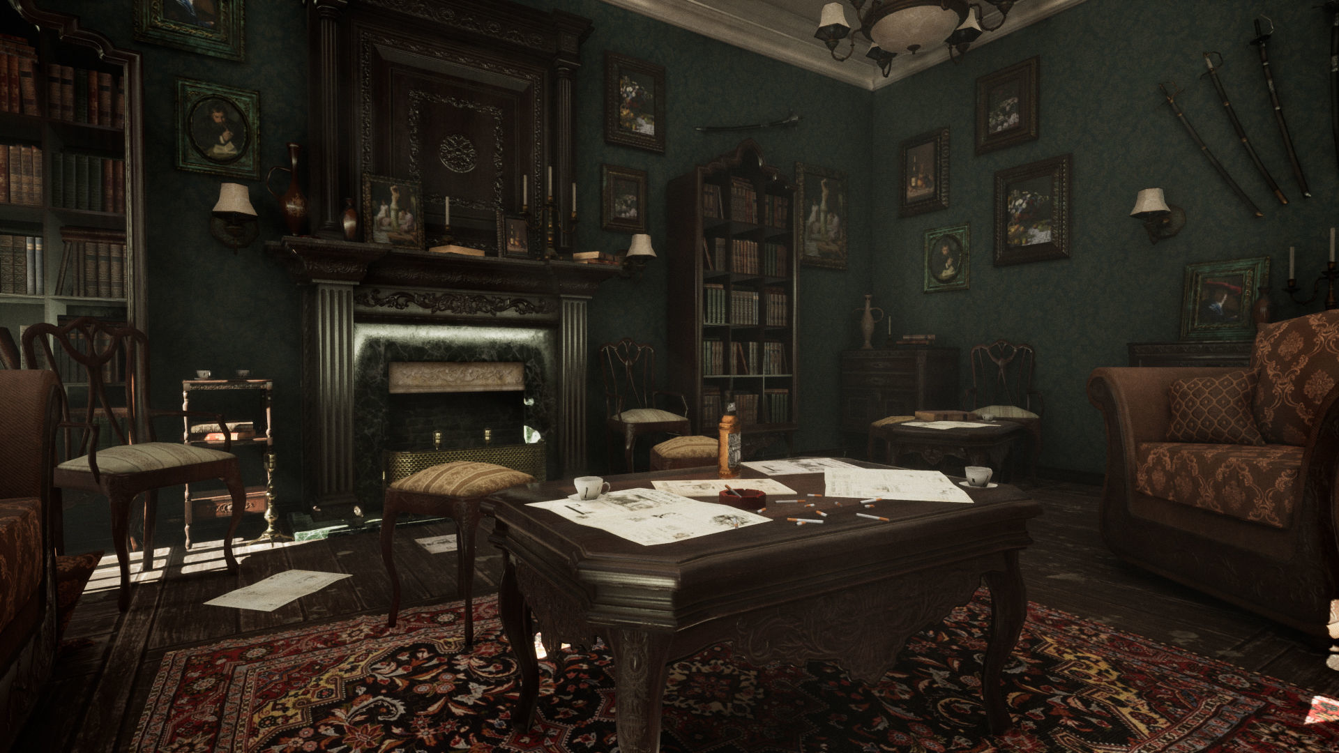 Victorian Living Room Low-poly 3D model_12