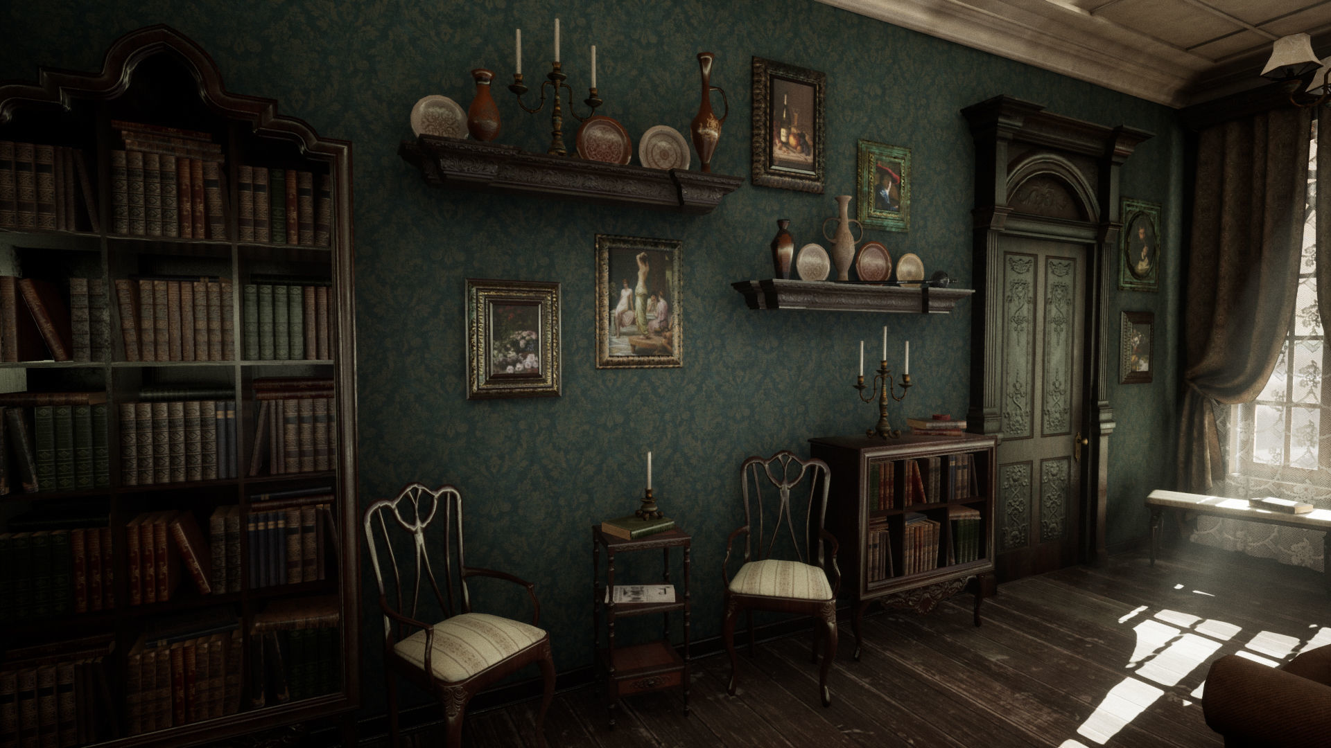 Victorian Living Room Low-poly 3D model_8
