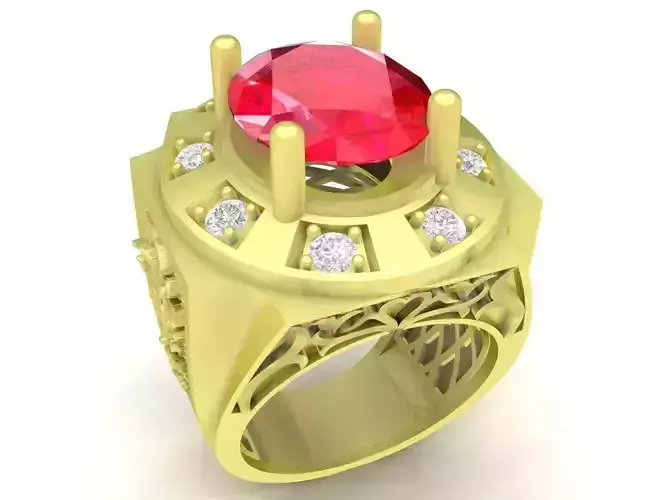 diamond men ring with texture dragon 3817