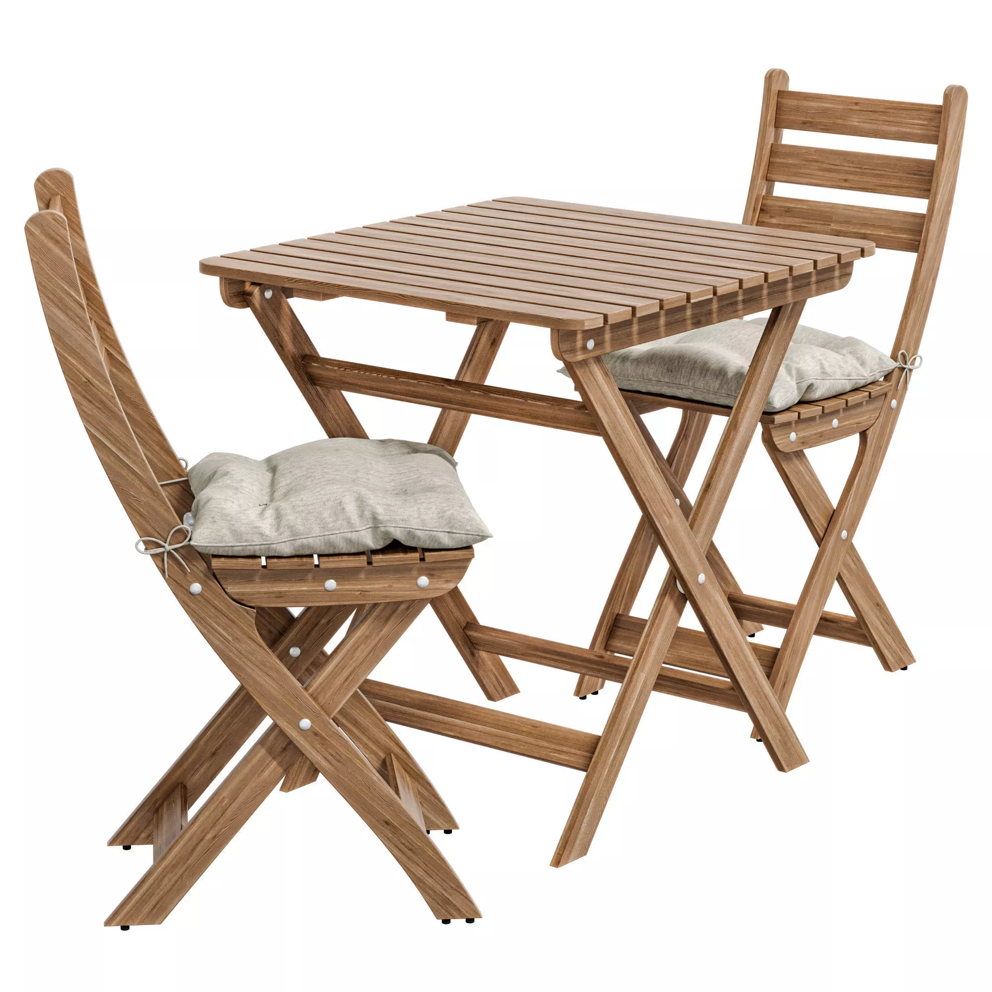 ASKHOLMEN Table 2 chairs  outdoor with cushion 3D model_0