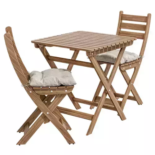 ASKHOLMEN Table 2 chairs  outdoor with cushion