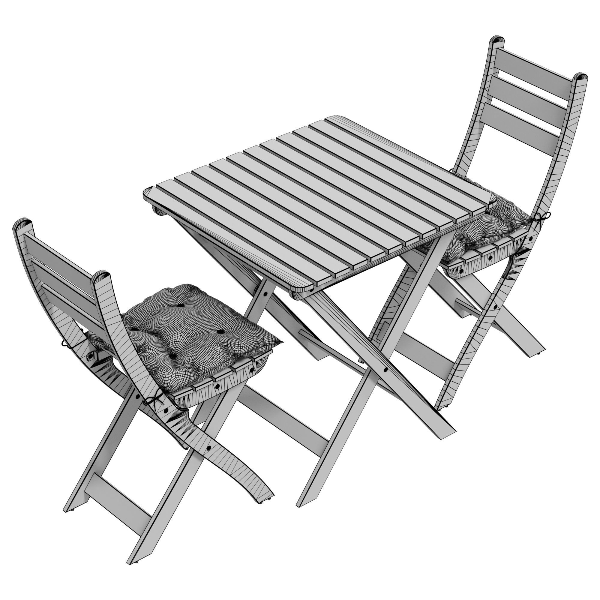 ASKHOLMEN Table 2 chairs  outdoor with cushion 3D model_4
