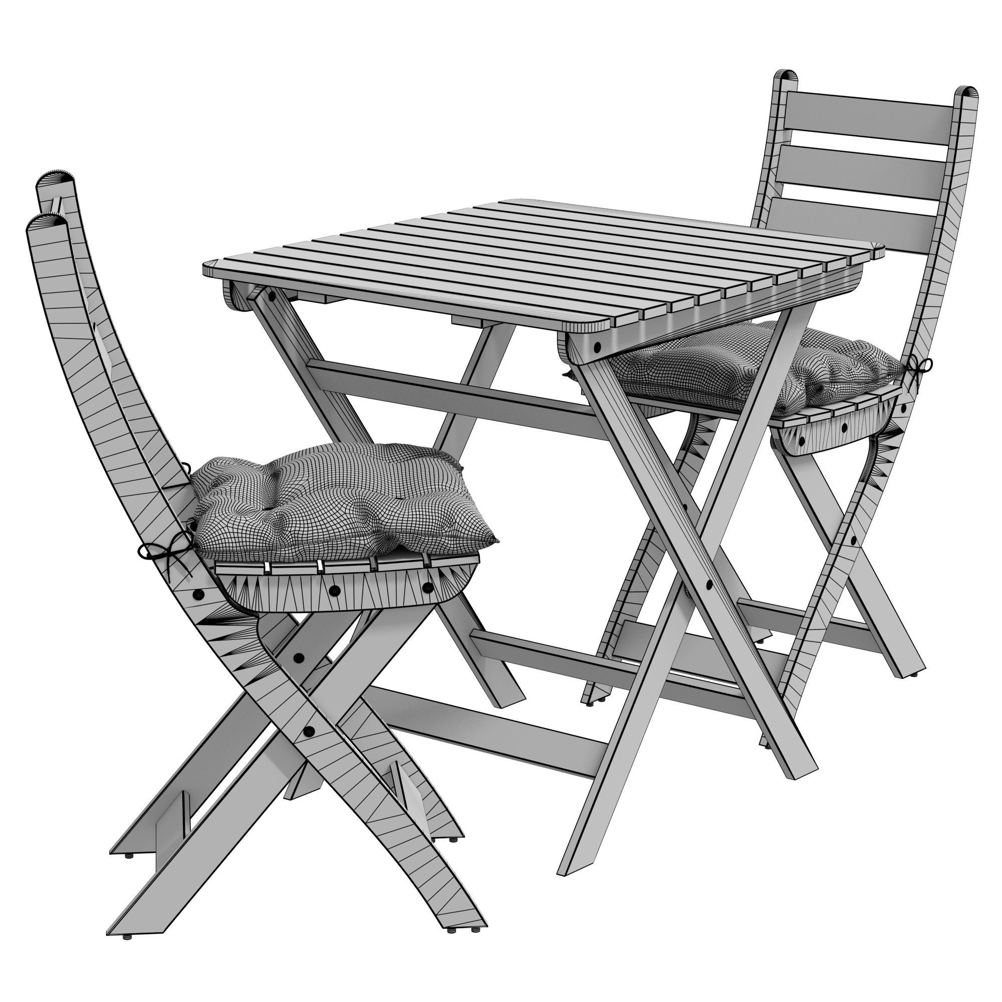 ASKHOLMEN Table 2 chairs  outdoor with cushion 3D model_3