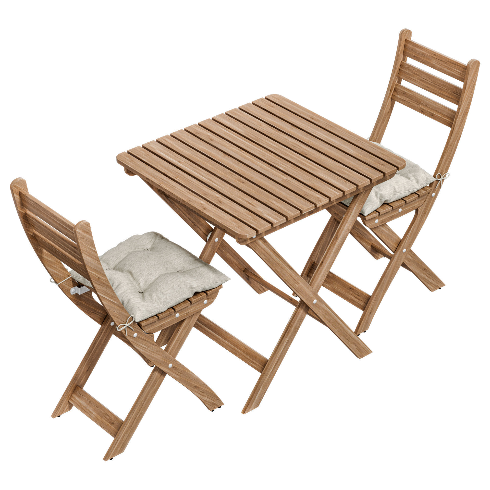 ASKHOLMEN Table 2 chairs  outdoor with cushion 3D model_1