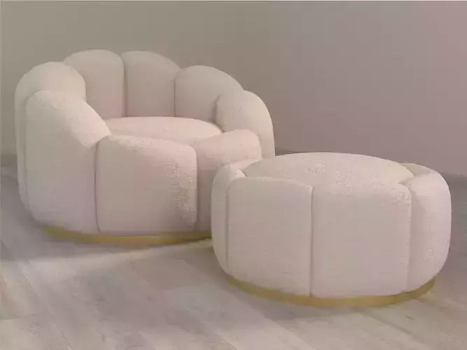 Armchair and pouf Teddi
