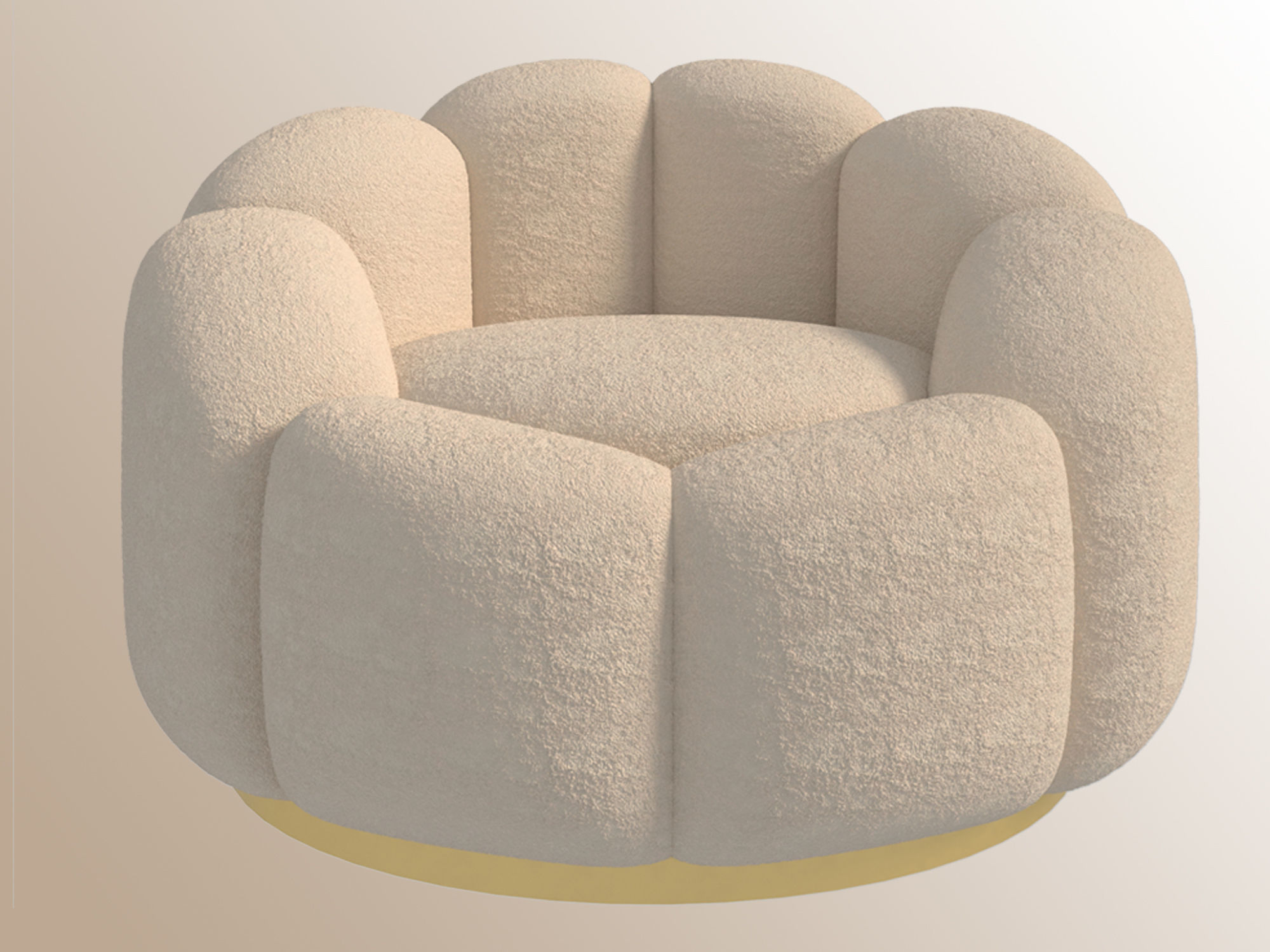 Armchair and pouf Teddi Free 3D model_2