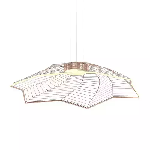 Acrylic pendant light with leaf shape hanging from it 3D model