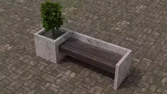 Street Bench Low-poly 3D model