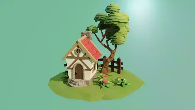 Low Poly House Free low-poly 3D model
