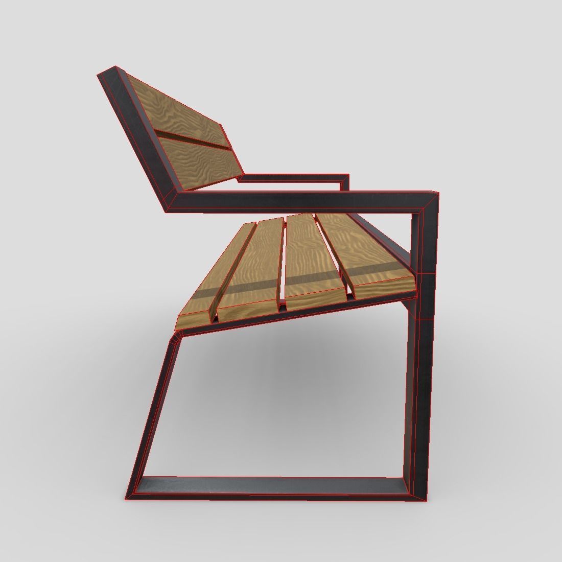 Bench 5 Low-poly 3D model_6