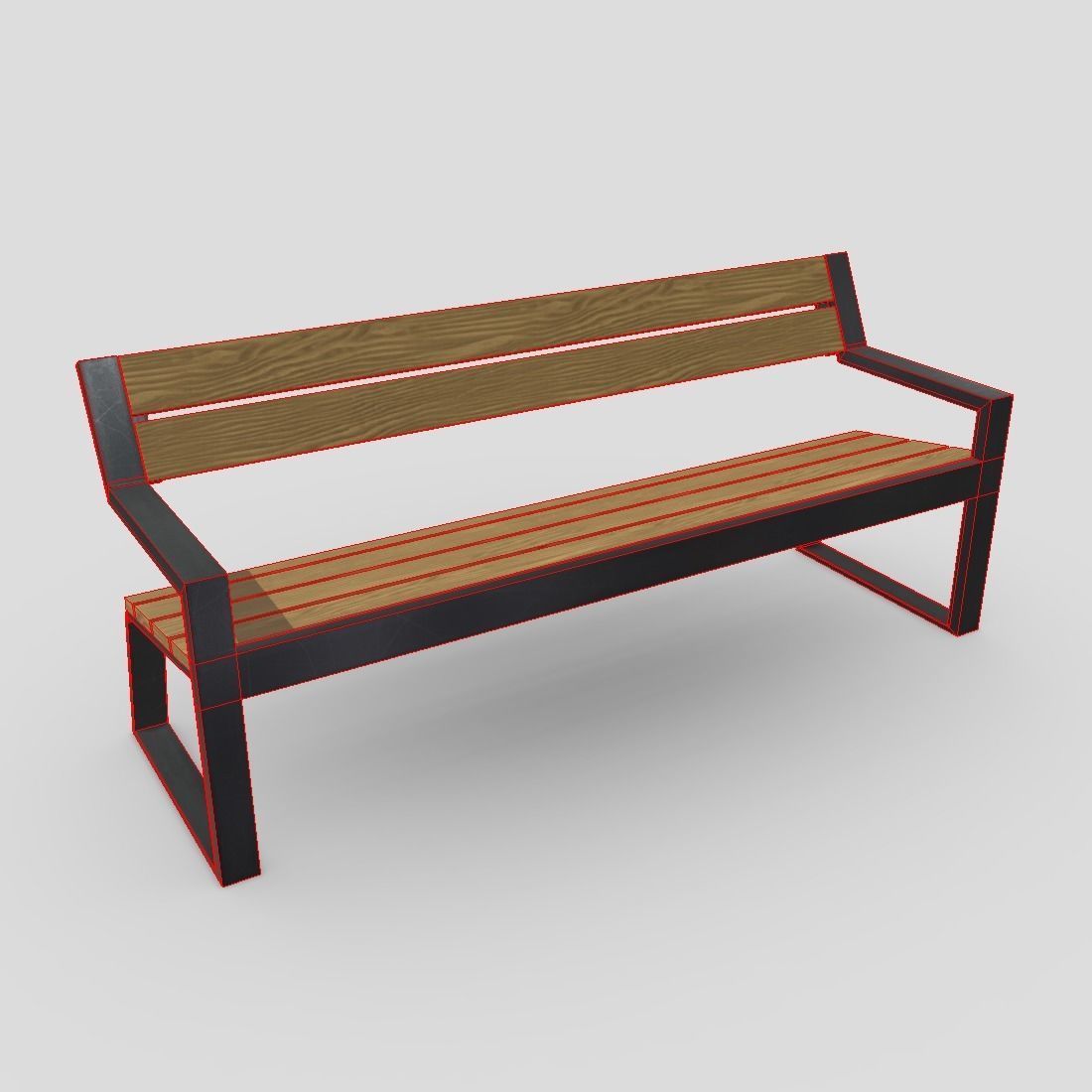 Bench 5 Low-poly 3D model_2