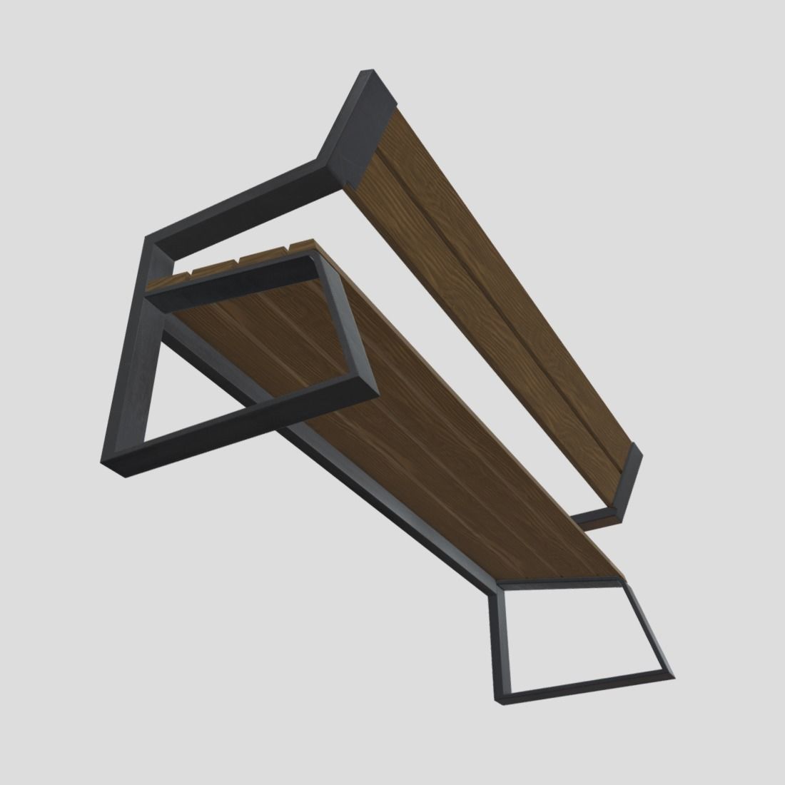 Bench 5 Low-poly 3D model_9