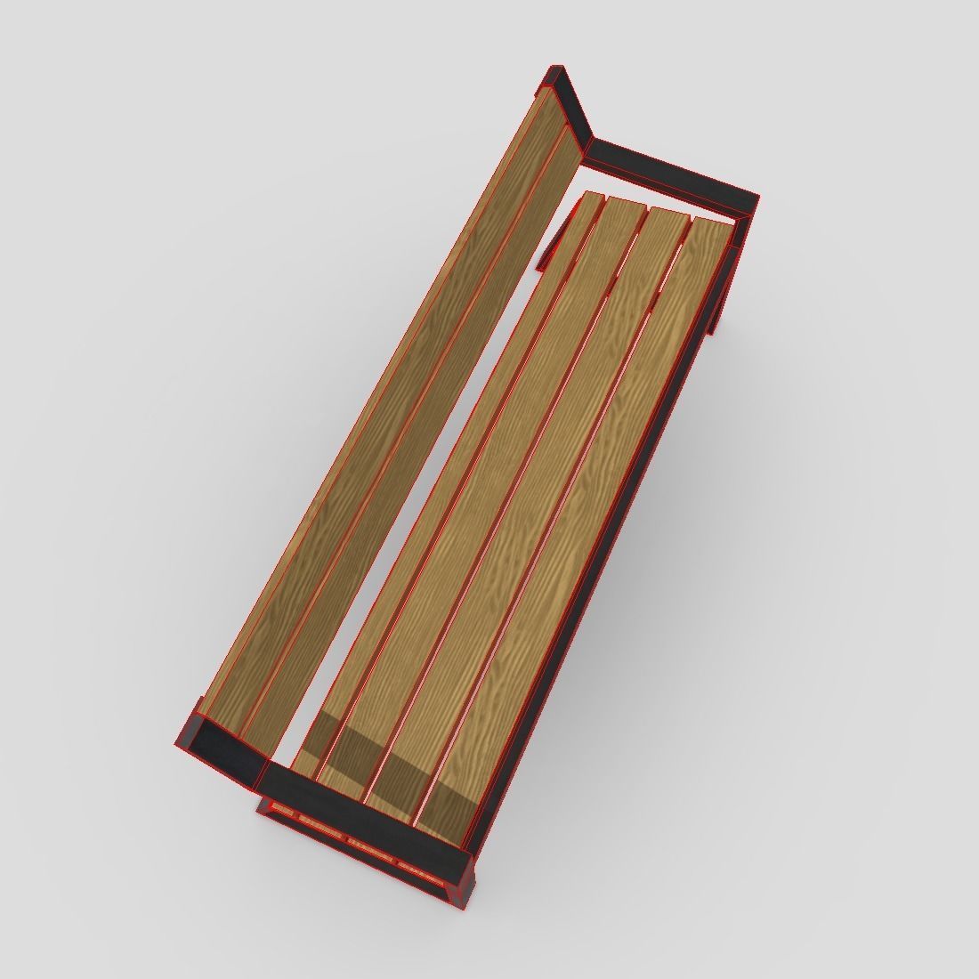 Bench 5 Low-poly 3D model_8