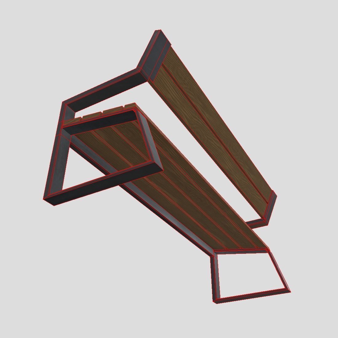 Bench 5 Low-poly 3D model_10