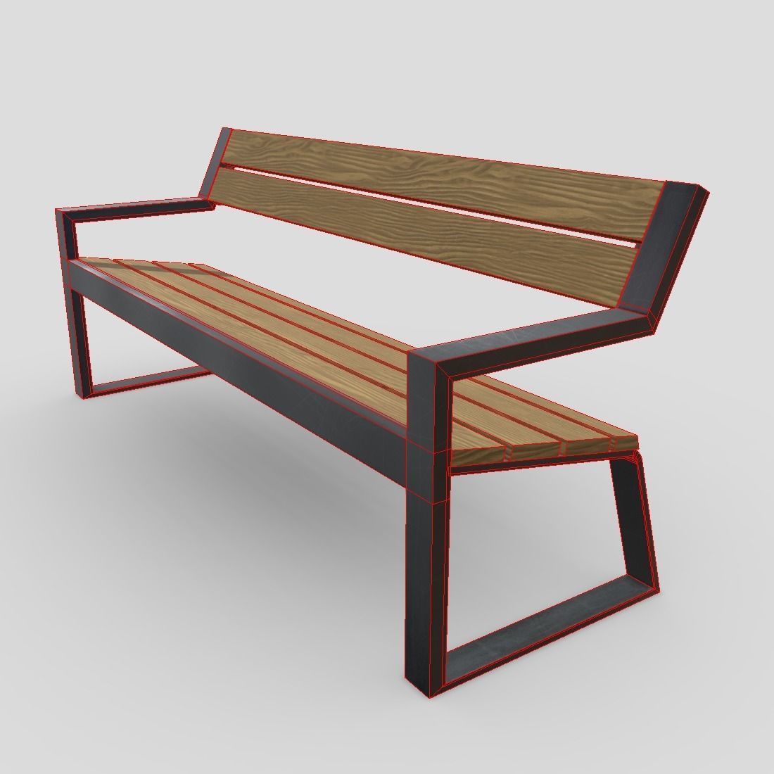 Bench 5 Low-poly 3D model_12