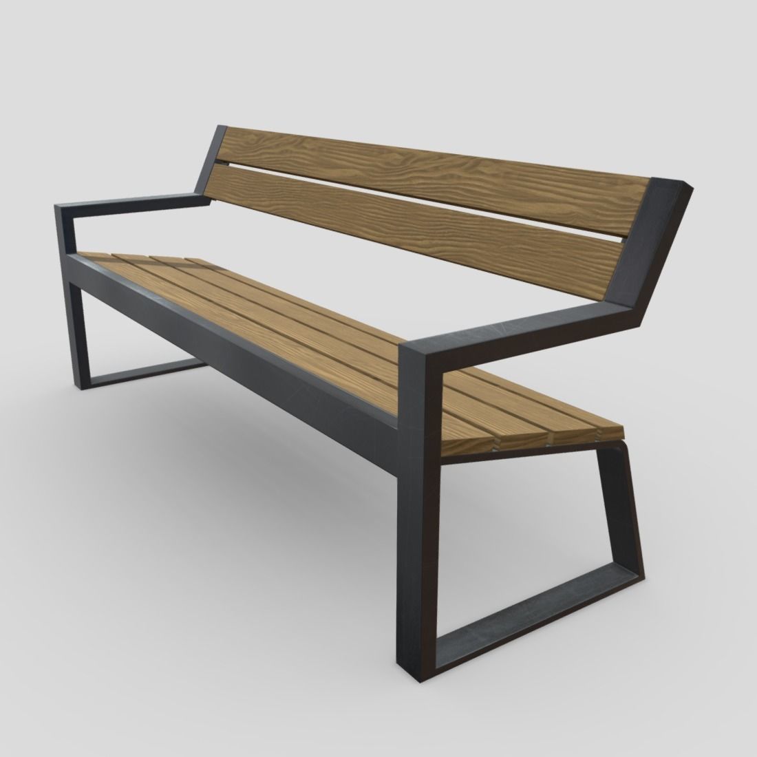 Bench 5 Low-poly 3D model_11