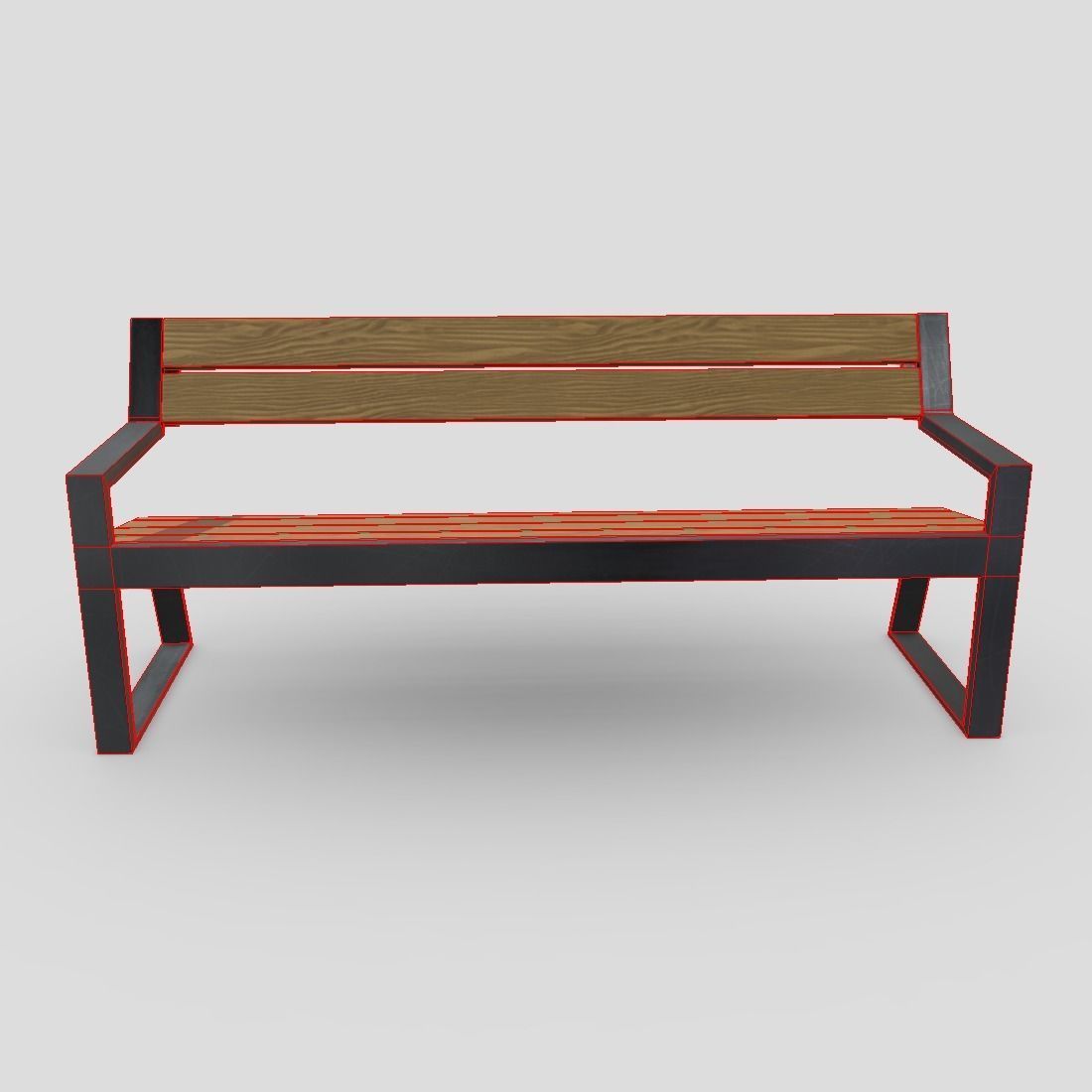 Bench 5 Low-poly 3D model_4