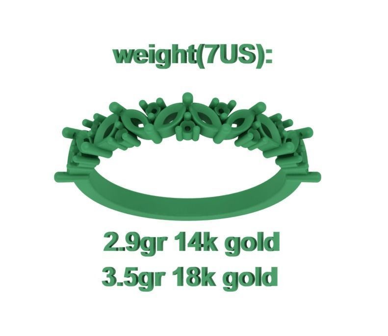 Bespoke Half Eternity Marquise Diamond Eternity band  3D print model_16