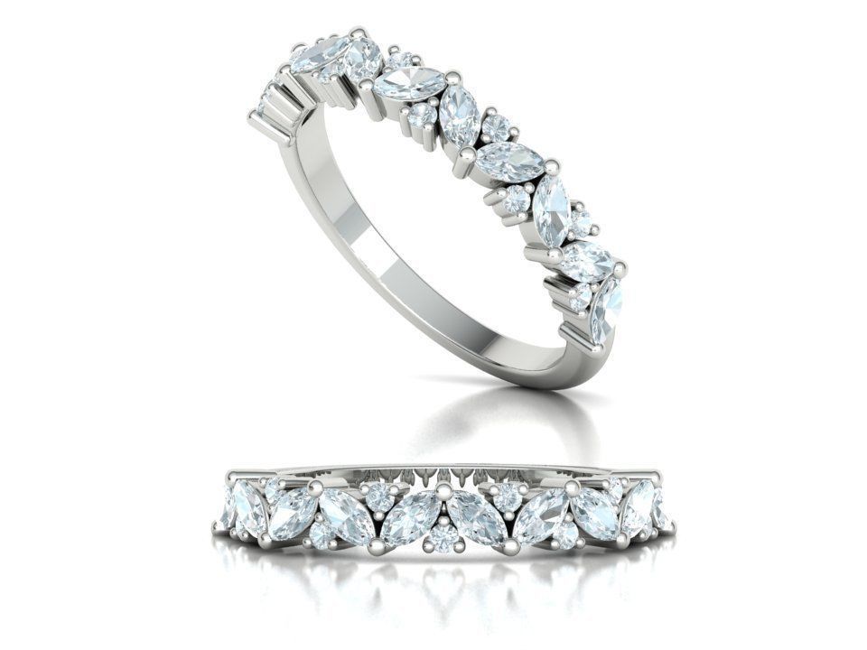 Bespoke Half Eternity Marquise Diamond Eternity band  3D print model_3