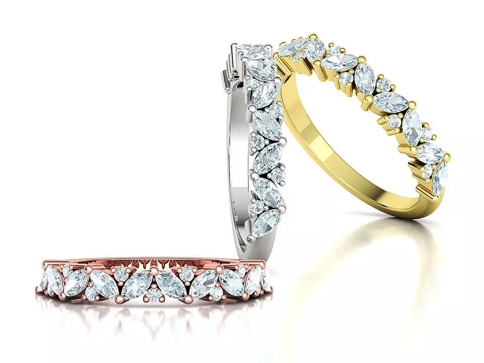 Bespoke Half Eternity Marquise Diamond Eternity band  3D print model_0