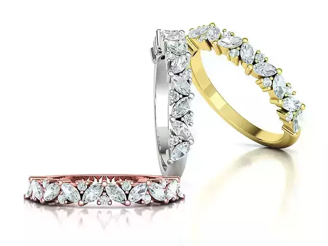 Bespoke Half Eternity Marquise Diamond Eternity band  3D print model