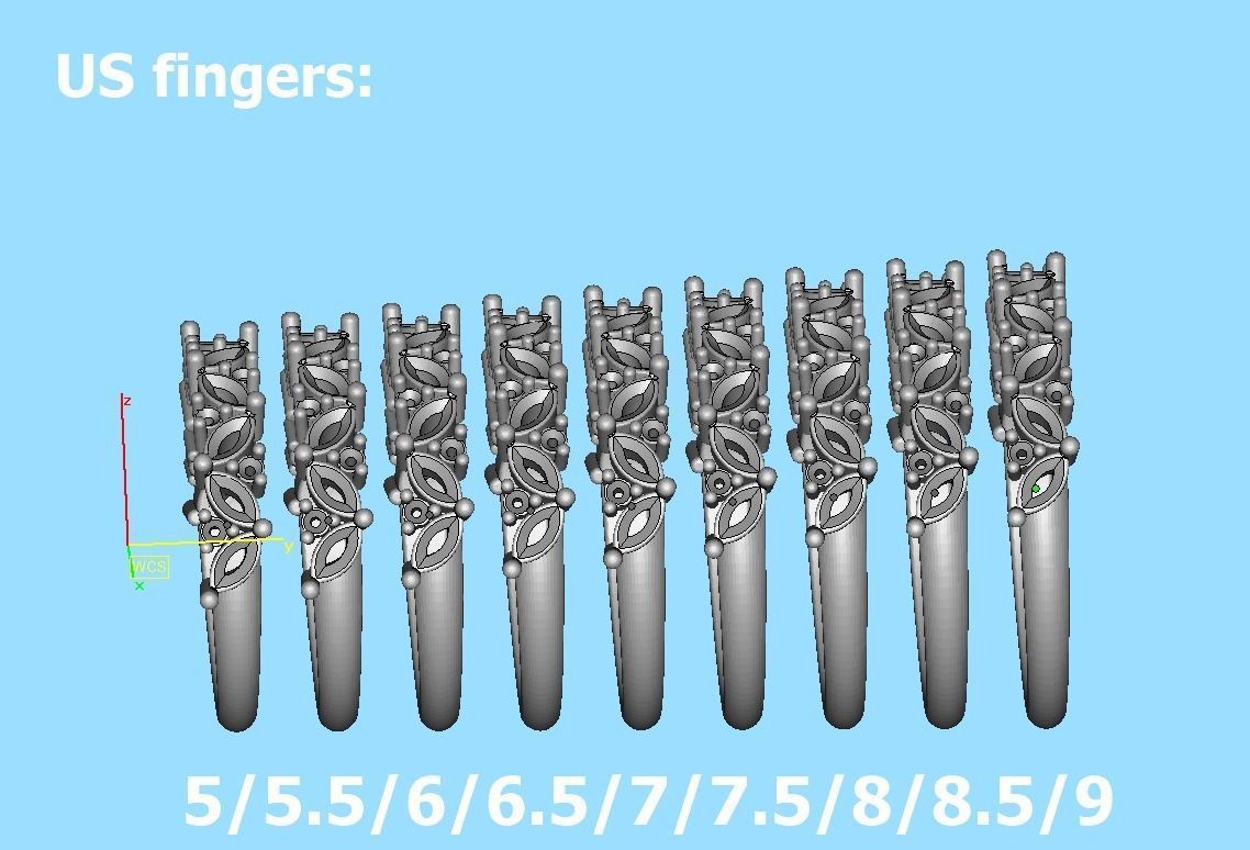Bespoke Half Eternity Marquise Diamond Eternity band  3D print model_14