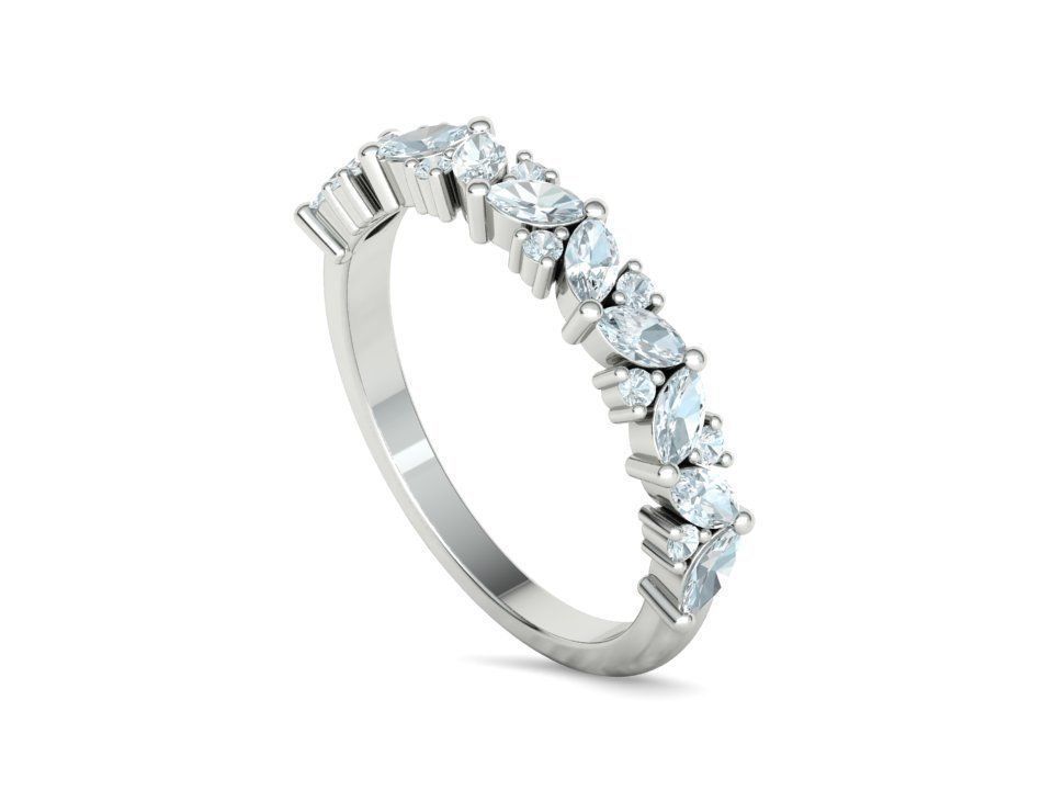 Bespoke Half Eternity Marquise Diamond Eternity band  3D print model_30
